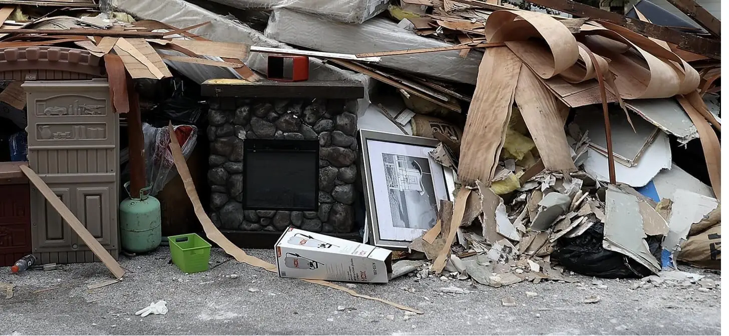 Pile of household and storm rubbish before removal
